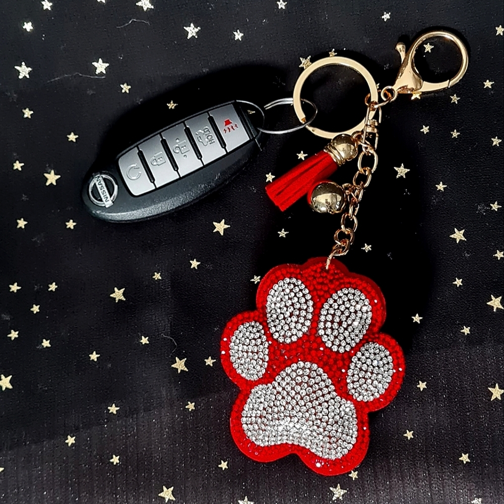 RED Paw Keychain Bag Charm